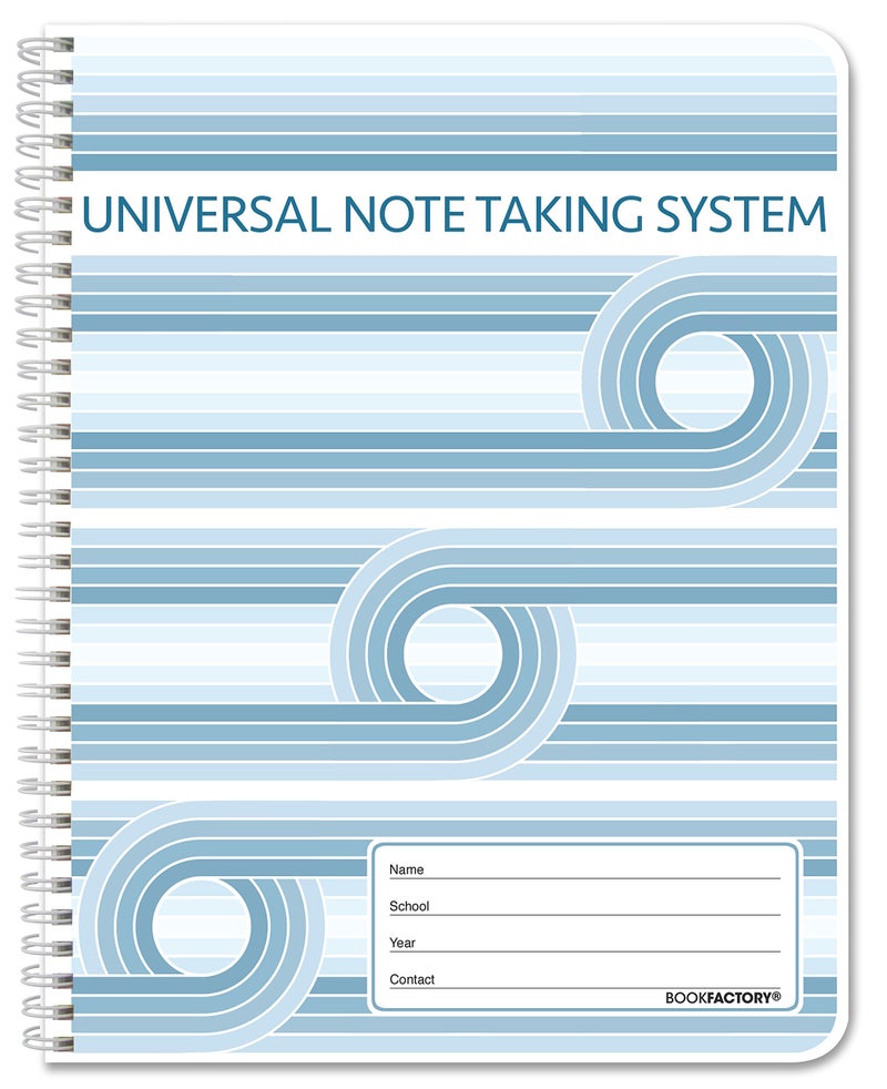 BookFactory Universal Note Taking System (Cornell Notes) / NoteTaking Notebook - 120 Pages  8 1/2 "" x 11 "" - Wire-O (LOG-120-7CW-A(Universal-Note))